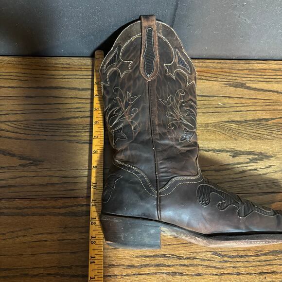 JB Dillon Women’s 10B Cowboy Boots Brown Leather Western Boots Made in Mexico - Picture 6 of 9